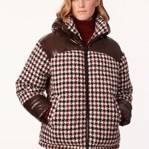 Bernardo Brown and Red Checkered Puffer Jacket